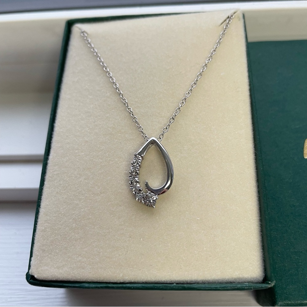 Sterling Silver‎ 925 au Pendant Necklace 0.02 carat diamond